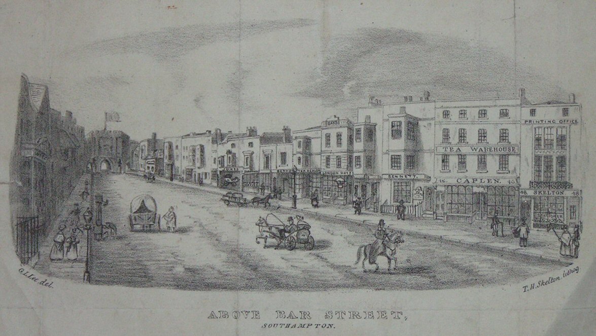 Lithograph - Above Bar Street, Southampton. - Skelton